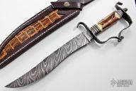 Damascus & Mammoth Ivory Bowie