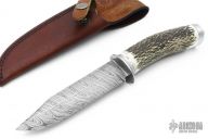 Damascus and Stag Fixed Blade