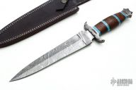 Damascus, Turquoise & Wood Dagger