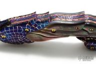 Carved Damascus & Pearl Folder