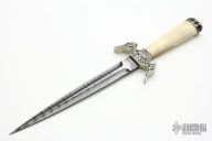 Engraved Damascus & Walrus Ivory Dagger