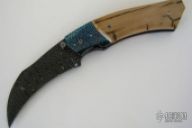Hornet Hawkbill Damascus & Mammoth Folder