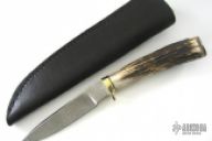 Stag and Damascus Small Bowie Style