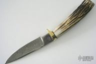 Stag and Damascus Small Bowie Style