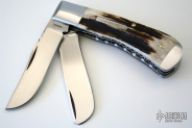 Two Blade Stag Saddlehorn Trapper Slipjoint