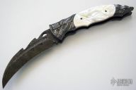 Damascus and Pearl Wyvern DA Linerlock