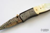 Model 4 - Damascus & Gold Lip Pearl Linerlock