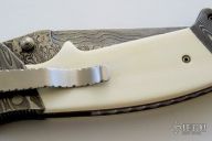 Mammoth Ivory and Damascus Fancy Kasper Linerlock