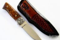 Medium Drop Point Hunter - Ironwood & Engraved Bolsters
