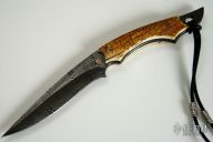 Damascus & Mastodon Bark Neck Knife
