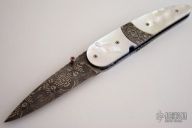 Raindrop Damascus & Pearl Linerlock