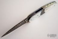 Raindrop Damascus & Pearl Linerlock