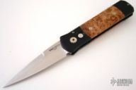 Godson 706 - Black Handle w/ Maple Burl Inlays / Satin Blade / Plain Edge