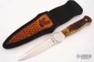 Double Edged Boot Knife - Jigged Bone