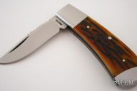 Small Single Blade Trapper - Amber Jigged Bone Slipjoint