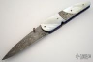 Raindrop Linerlock - Damascus & Pearl