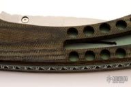 Large Drilled Green/Black Micarta Linerlock NC