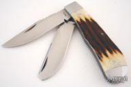 Large Two-Blade Modified Trapper - Natural Stag