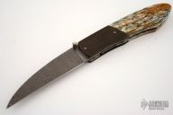Damascus & Giraffe Bone Linerlock