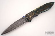Damascus & Blue Mammoth Ivory Linerlock