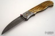 SK #152 Large Wharncliff Damascus & Mammoth Linerlock