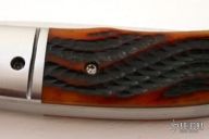 Serpentine Jigged Amber Bone Clip Point Linerlock