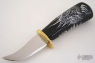 Scrimshawed Chief & Wolf - Buffalo Horn # MO 862