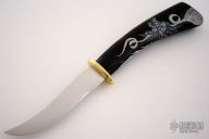 Scrimshawed Indian, Eagle & Wolf - Buffalo Horn #SB 910