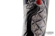 Scrimshawed Indian, Eagle & Wolf - Buffalo Horn #SB 910