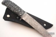 Chain Damascus & Polymer Clay Long Hunter