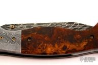 Custom H-XT Damascus & Desert Ironwood Linerlock