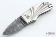 Small Damascus Flipper w/ Titanium Tooth Pick