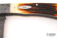 Double Trapper - Damascus & Amber Stag
