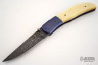 Damascus & Gold Lip Pearl Linerlock