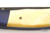 Damascus & Gold Lip Pearl Linerlock