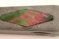 Damascus & Black Lip Pearl Lockback