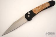 Monaco 506 - Black Handle / Maple Burl Inlay / Satin Blade