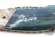 Damascus & Giraffe Bone Lockback