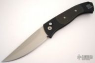 Brend Auto #3 1304 - Black Handle w/ Carbon Fiber / Satin Plain Edge (1PR)