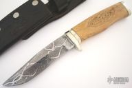 Damascus & Carved Bone Hunter