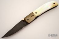 Damascus & Gold Lip Pearl Folder