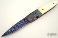 Small Damascus & Gold Lip Pearl Folder