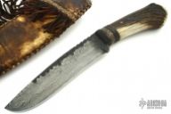 Damascus & Elk Antler Belt Knife