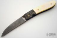 Damascus & Gold Lip Pearl Folder