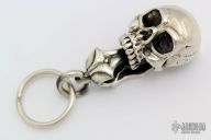 .925 Sterling Silver Skull Keychain