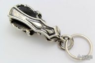 .925 Sterling Silver Skull Keychain