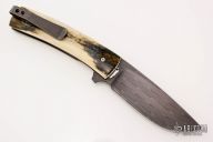 "FR" Linerlock Flipper - Damascus and Mammoth