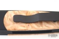 1207 BREND Auto #2 - Black Handle w/ Maple Burl Wood Inlays / Black Blade