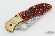C11JBOP Delica Damascus - Amber Jigged Bone