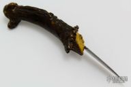 Carved Damascus Thumb Dagger